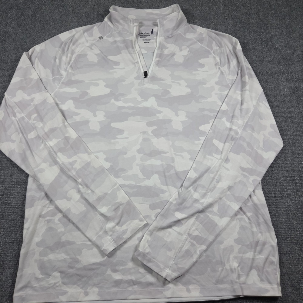 johnnie-O Mens M Grey Camo Quarter Zip Performance Pullover Golf Gorpcore